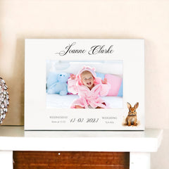 Personalised Baby Boy or Girl Photo Frame Gift With Woodland Bunny