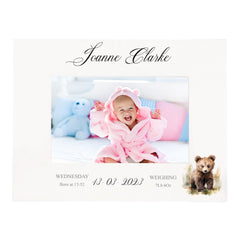 Personalised Baby Boy or Girl Photo Frame Gift With Woodland Bear