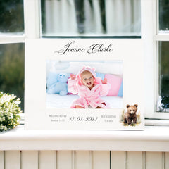 Personalised Baby Boy or Girl Photo Frame Gift With Woodland Bear