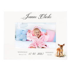 Personalised Baby Boy or Girl Photo Frame Gift With Woodland Deer