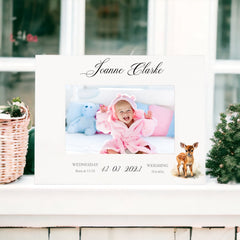 Personalised Baby Boy or Girl Photo Frame Gift With Woodland Deer