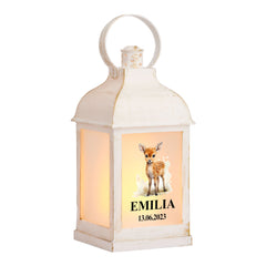 Personalised Baby Lamp Lantern Night Light With Woodland Deer