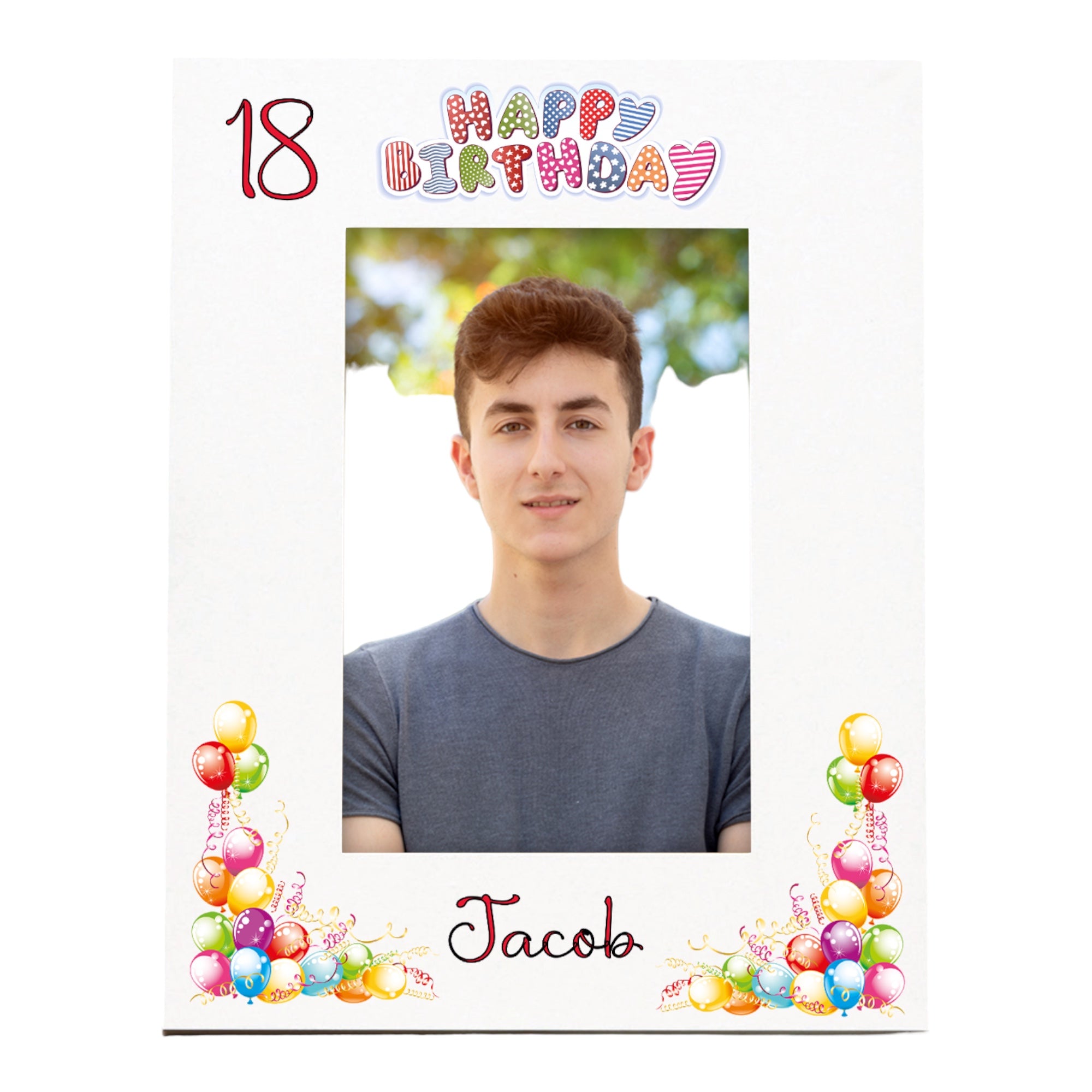 Personalised Colourful 18th Birthday Photo Frame Portrait With Name