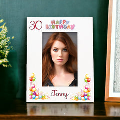 Personalised Colourful 30th Birthday Photo Frame Portrait With Name