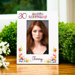 Personalised Colourful 30th Birthday Photo Frame Portrait With Name