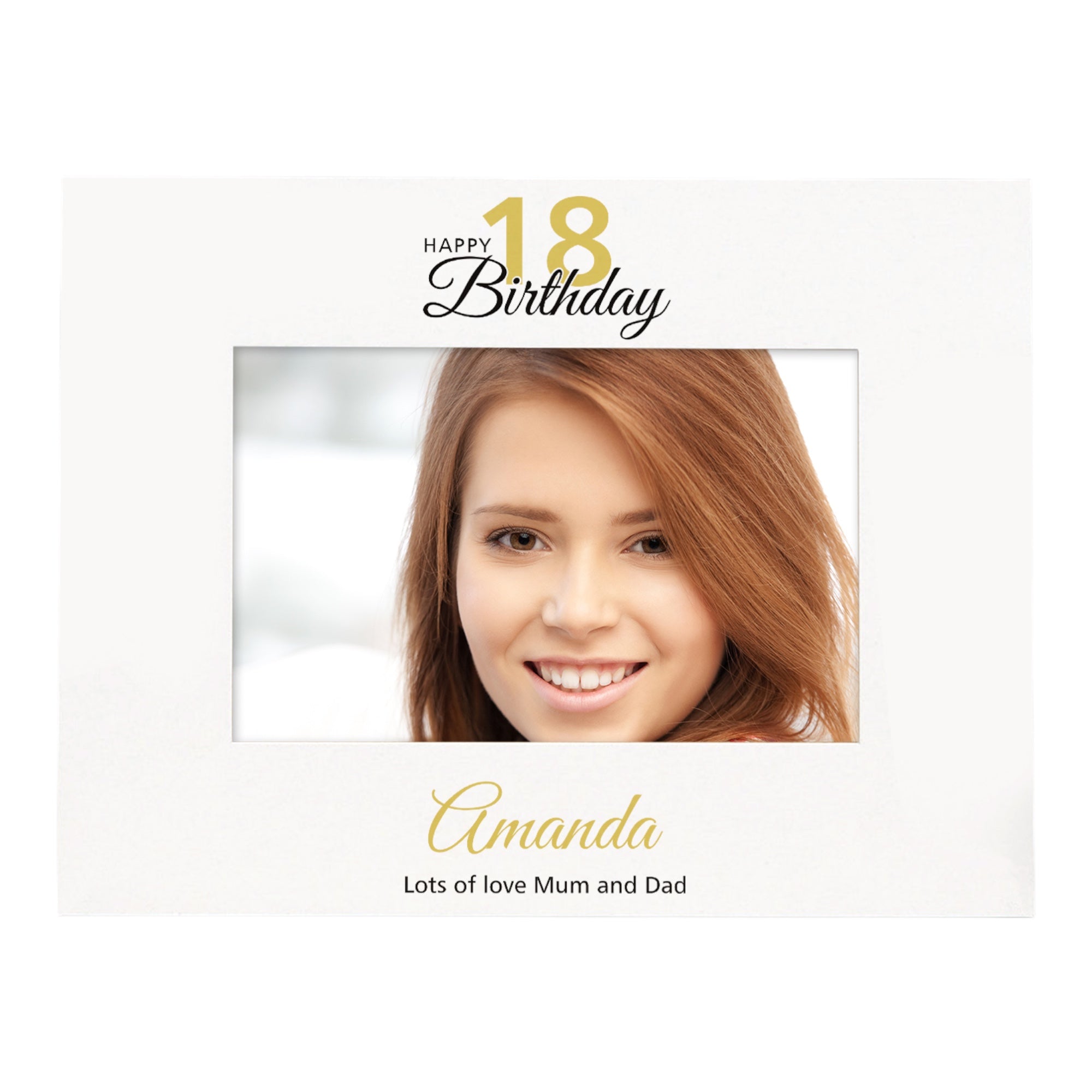 Personalised 18th Birthday Photo Frame Landscape With Name and Sentiment