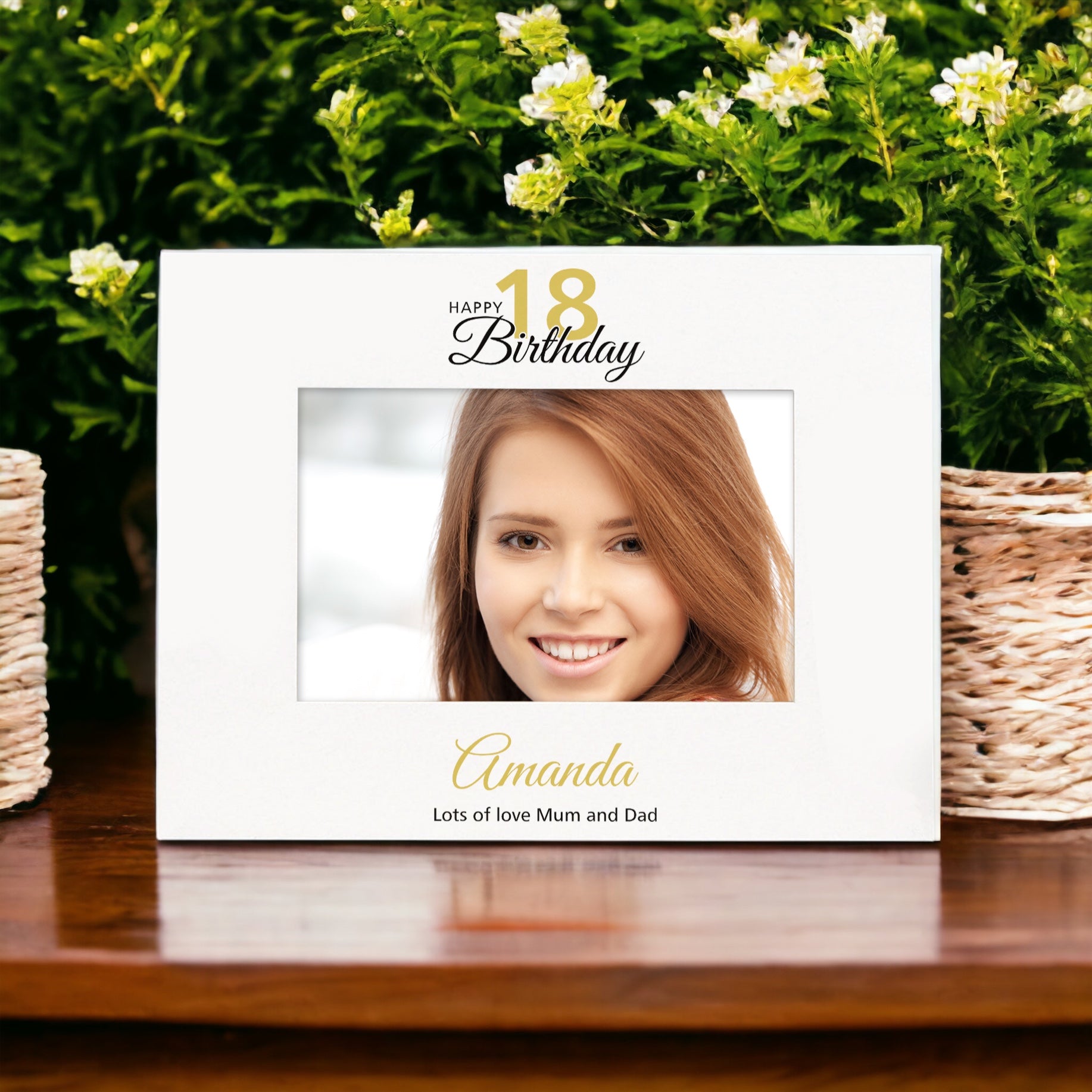 Personalised 18th Birthday Photo Frame Landscape With Name and Sentiment