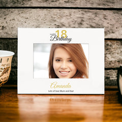 Personalised 18th Birthday Photo Frame Landscape With Name and Sentiment