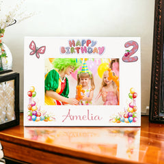 Personalised My Second Birthday Photo Frame Landscape Girl's 2nd Keepsake