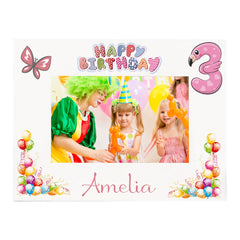 Personalised Third Birthday Photo Frame Landscape Girl's 3rd Keepsake