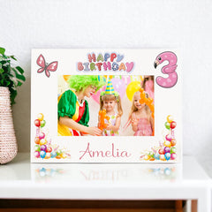 Personalised Third Birthday Photo Frame Landscape Girl's 3rd Keepsake