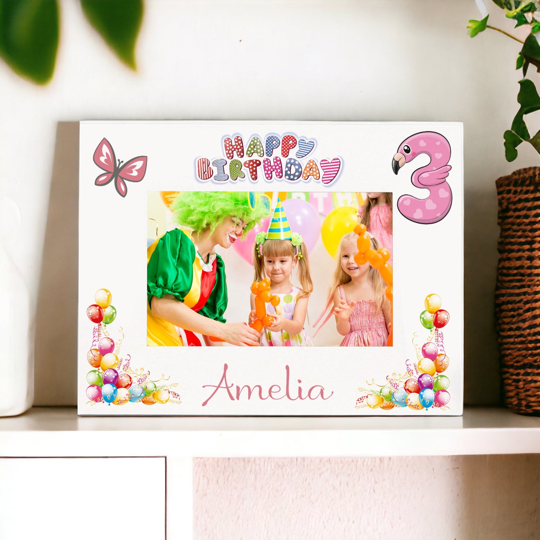 Personalised Third Birthday Photo Frame Landscape Girl's 3rd Keepsake