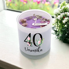 Personalised Gift For 40th Birthday Candle Boxed Floral Variety of Fragrances