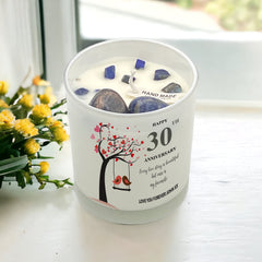 Personalised Love Gift For 30th Anniversary Candle With Love Birds