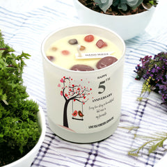 Personalised Love Gift For 5th Anniversary Candle With Love Birds