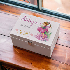 Personalised Fairy With Wand Children's Wooden Jewellery Box Gift