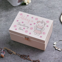 Personalised Pastel Coloured Unicorn Children's Wooden Jewellery Box Gift