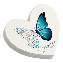 Personalised Graveside Heart Remembrance Memorial Plaque With Butterfly