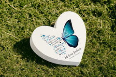 Personalised Graveside Heart Remembrance Memorial Plaque With Butterfly