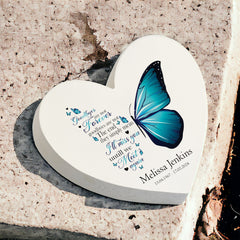 Personalised Graveside Heart Remembrance Memorial Plaque With Butterfly