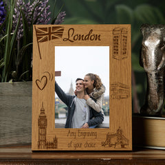 Personalised London Holiday Memory Photo Frame Engraved