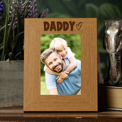 Oak Picture Photo Frame Daddy Heart Gift Father's Day Portrait