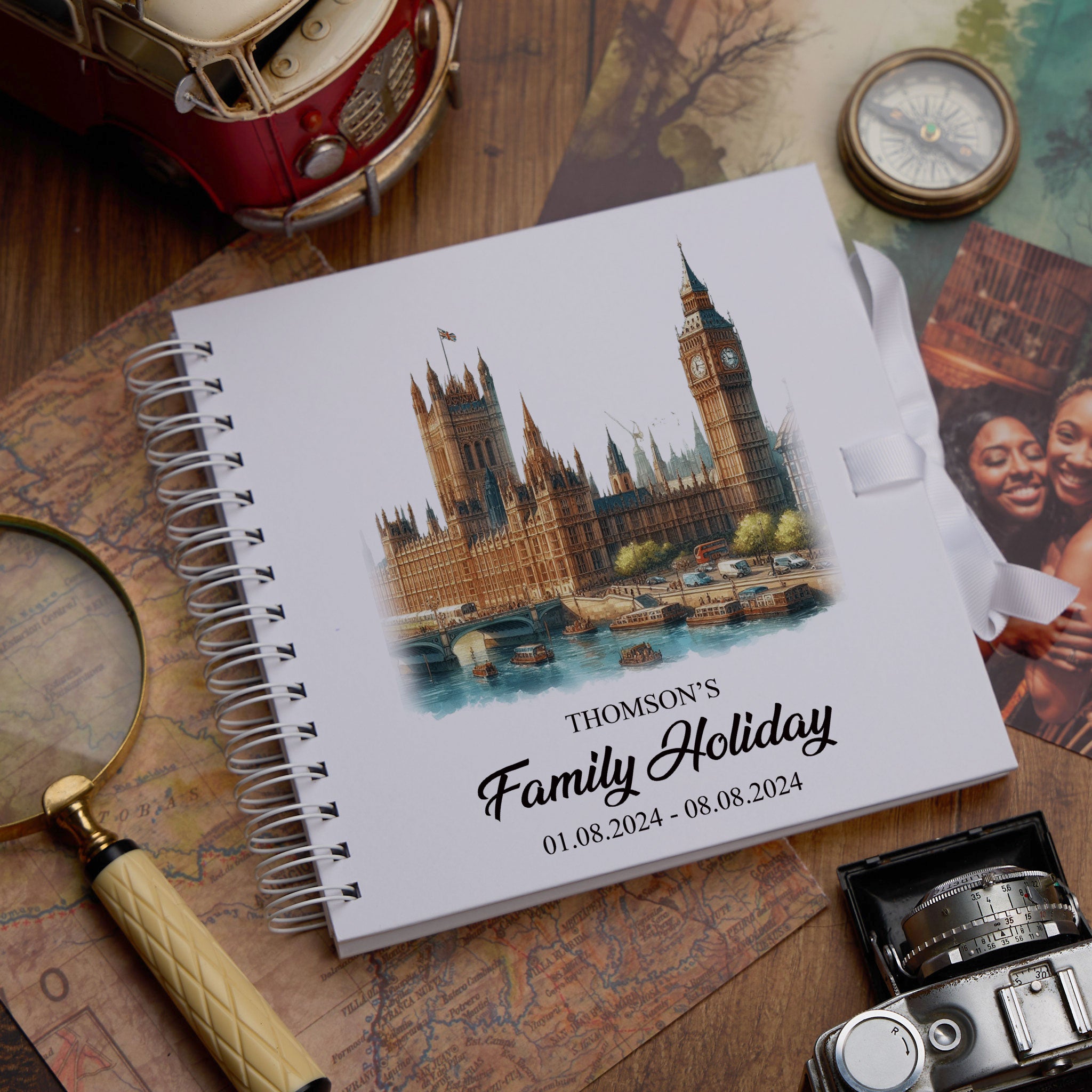 Personalised England, London Holiday Memory Scrapbook Journal Photo Albums