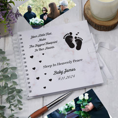 Personalised Baby Loss Miscarriage Condolence Memorial Scrapbook With Footprint