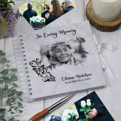 Personalised Condolence Memory Book Photo Funeral Guest Book With  Butterflies