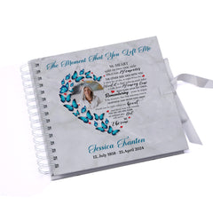 Personalised Condolence Photo Memory Book Funeral Guest Book With  Butterfly Heart