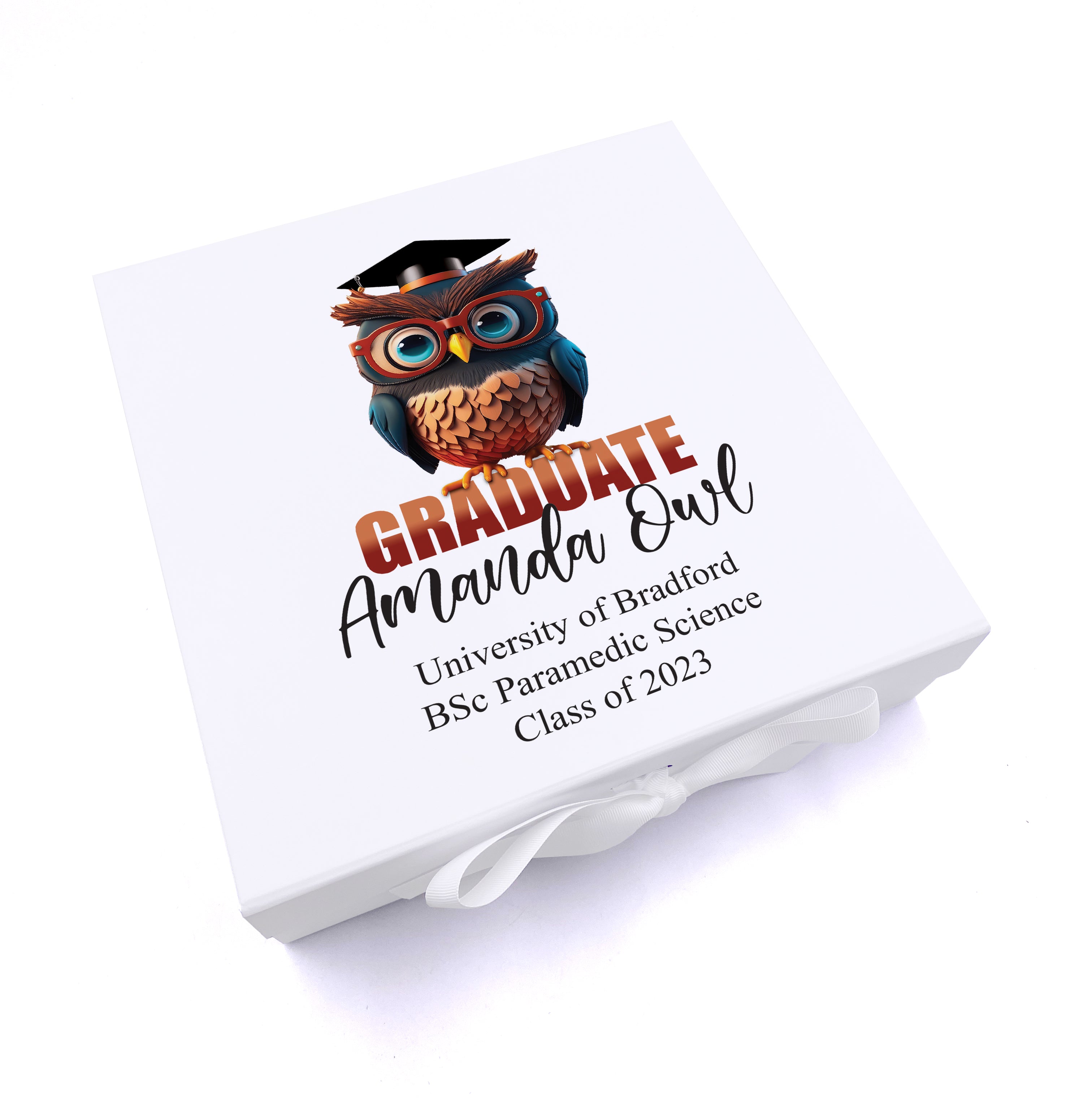 Personalised Graduation Keepsake Memory Gift Box Gift With Owl Design