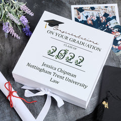 Personalised Graduation Keepsake Memory Gift Box Gift With Leaf Design