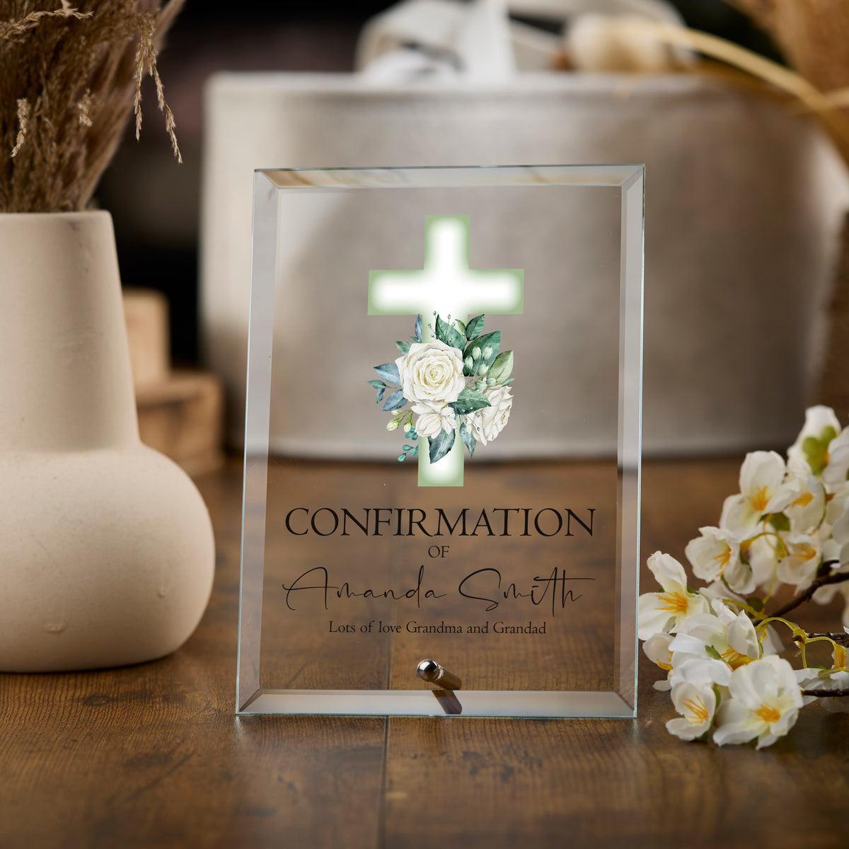 Personalised Confirmation Keepsake Plaque Gift With Green Cross