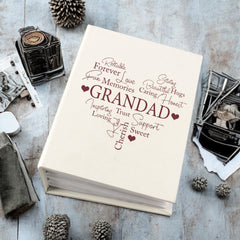 Grandad Photo Album Gift With Word Heart For 100 x 6x4 Photos With Sleeves