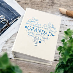 Grandad Photo Album Gift With Word Heart For 100 x 6x4 Photos With Sleeves