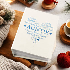 Auntie Photo Album Gift With Word Heart For 100 x 6x4 Photos With Sleeves