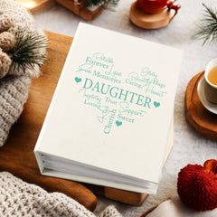 Daughter Photo Album Gift With Word Heart For 100 x 6x4 Photos With Sleeves