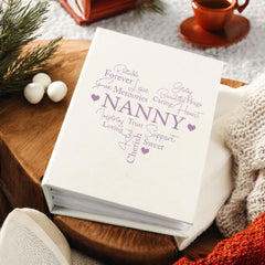 Nanny Photo Album Gift With Word Heart For 100 x 6x4 Photos With Sleeves