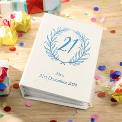 Personalised 21st Birthday Gift For Her Or Him With Laurel Wreath Photo Album With Sleeves 100 x 6x4 Capacity