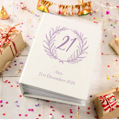 Personalised 21st Birthday Gift For Her Or Him With Laurel Wreath Photo Album With Sleeves 100 x 6x4 Capacity