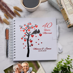 Personalised 40th Anniversary Keepsake Guest Book Photo Album With Hearts