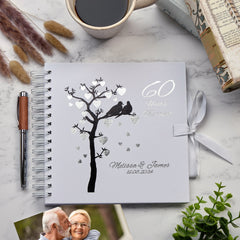 Personalised 60th Anniversary Keepsake Guest Book Photo Album With Hearts