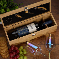 Personalised Retirement Wine Box Storage With 4 Wine Accessories Set