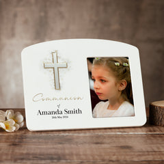 Personalised Communion Photo Frame With Silver Cross