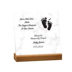 Personalised Condolence Memorial Baby Loss Miscarriage Plaque Gift With Footprint