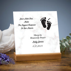 Personalised Condolence Memorial Baby Loss Miscarriage Plaque Gift With Footprint