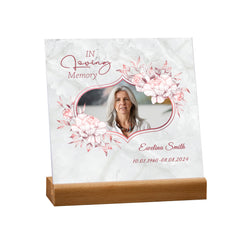 Personalised Female Condolence Memorial Plaque With Photo Gift