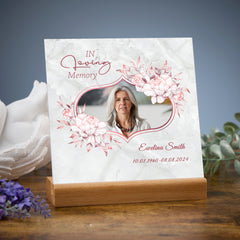 Personalised Female Condolence Memorial Plaque With Photo Gift