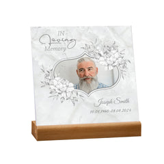 Personalised Male Condolence Memorial Plaque With Photo Gift