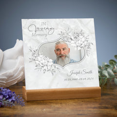 Personalised Male Condolence Memorial Plaque With Photo Gift